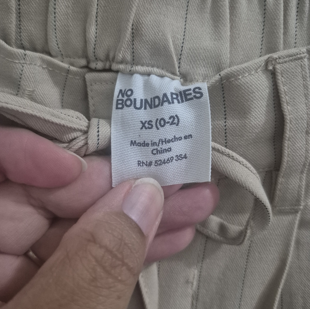 Beige Pinstripe Pants - Picture 2 of 3